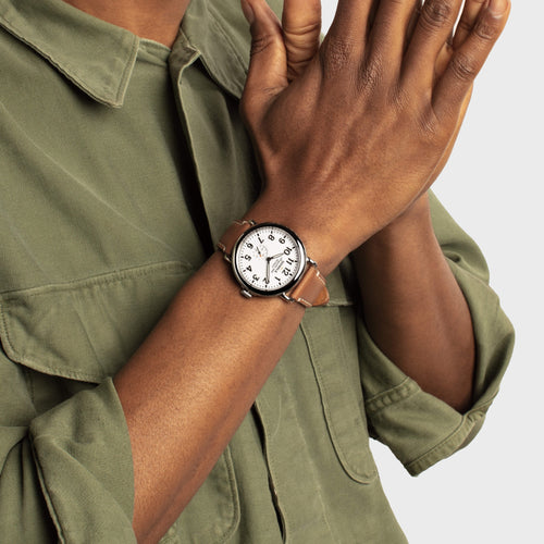 Shinola Runwell Tan/White 41mm Quartz Watch