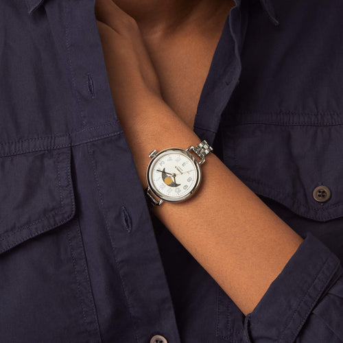 Shinola Birdy Moon Phase Stainless Steel/Light Silver 34mm Quartz Watch