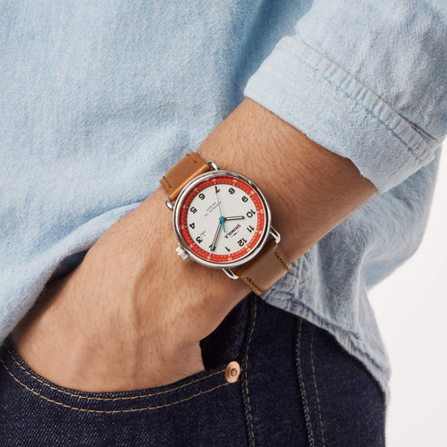 Shinola Canfield C56 Tan/Cool Gray/Red 43mm Watch