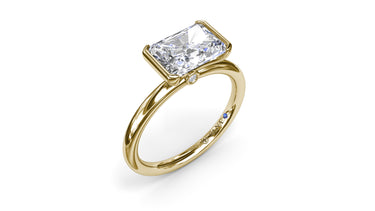 14Kt Yellow Gold Half-Bezel Set 1.8mm Solitaire Ring With 1.01ct Natural Radiant Diamond