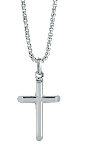 Italgem Steel 22" Polished Cross Necklace