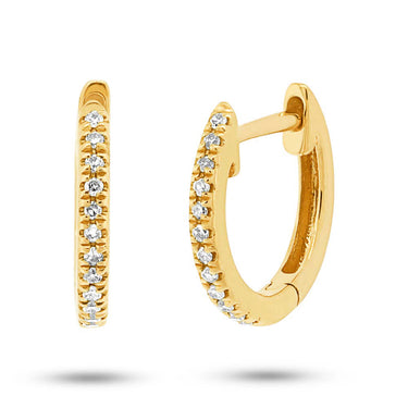Shy Creation 14Kt Yellow Gold 0.07cttw Diamond Huggie Hoop Earrings