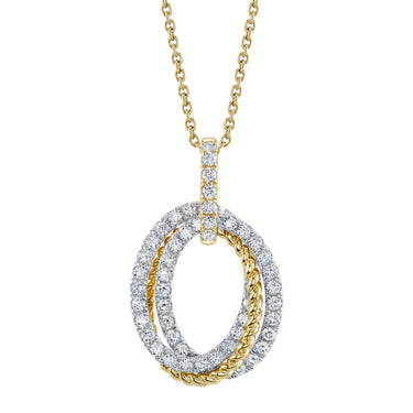 Shy Creation 14Kt Yellow Gold 1.00cttw Diamond Oval Pendant