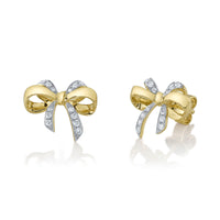 Shy Creation 14Kt Yellow Gold Diamond Bow Stud Earrings