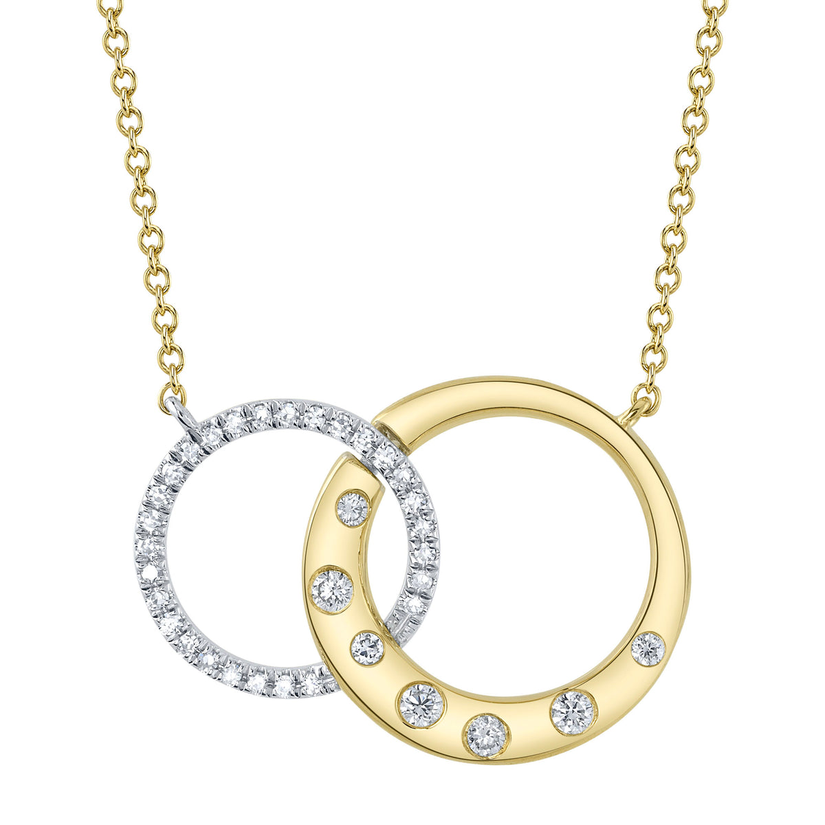 Shy Creation 14Kt Yellow Gold Interlocking & Flush Diamond Pendant