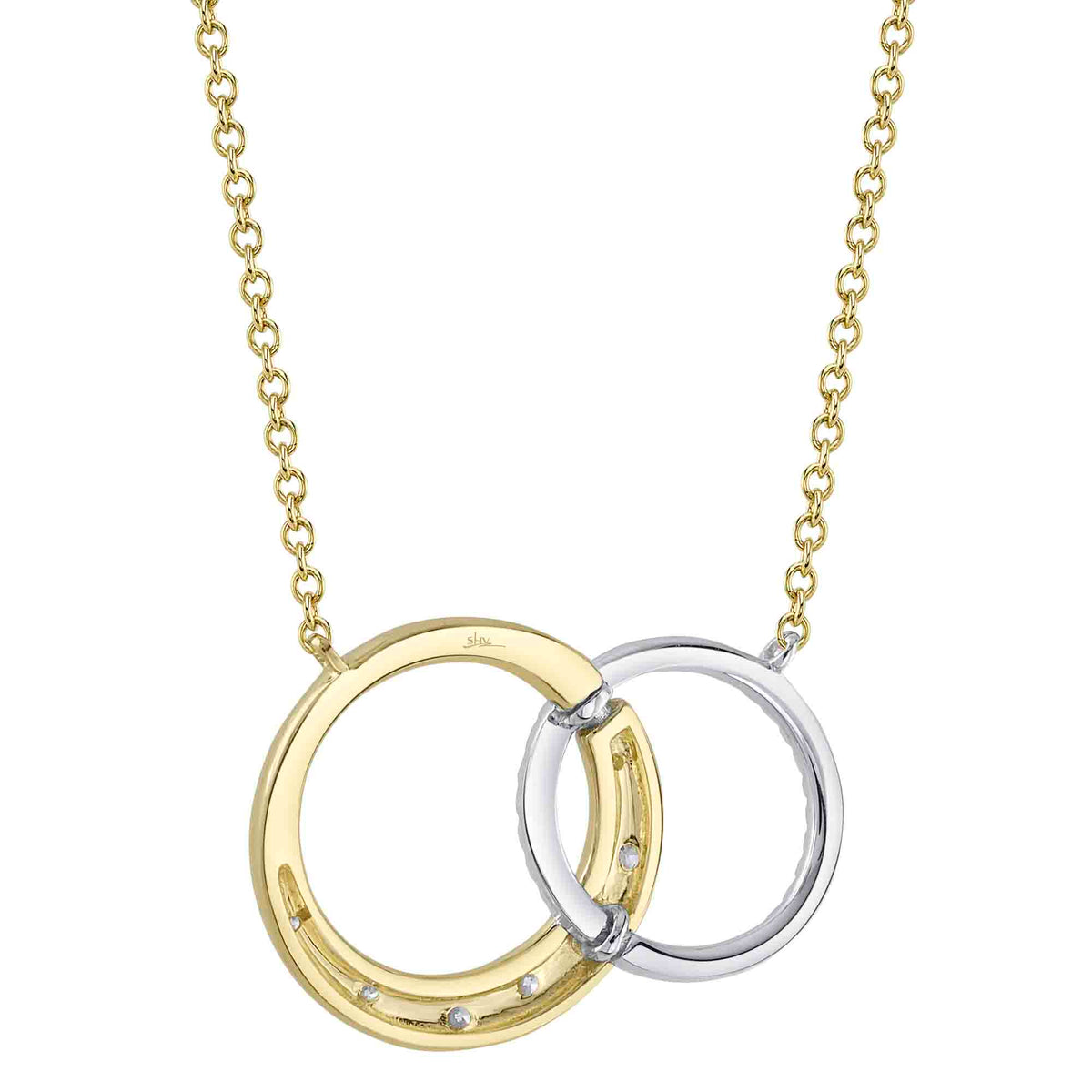 Shy Creation 14Kt Yellow Gold Interlocking & Flush Diamond Pendant
