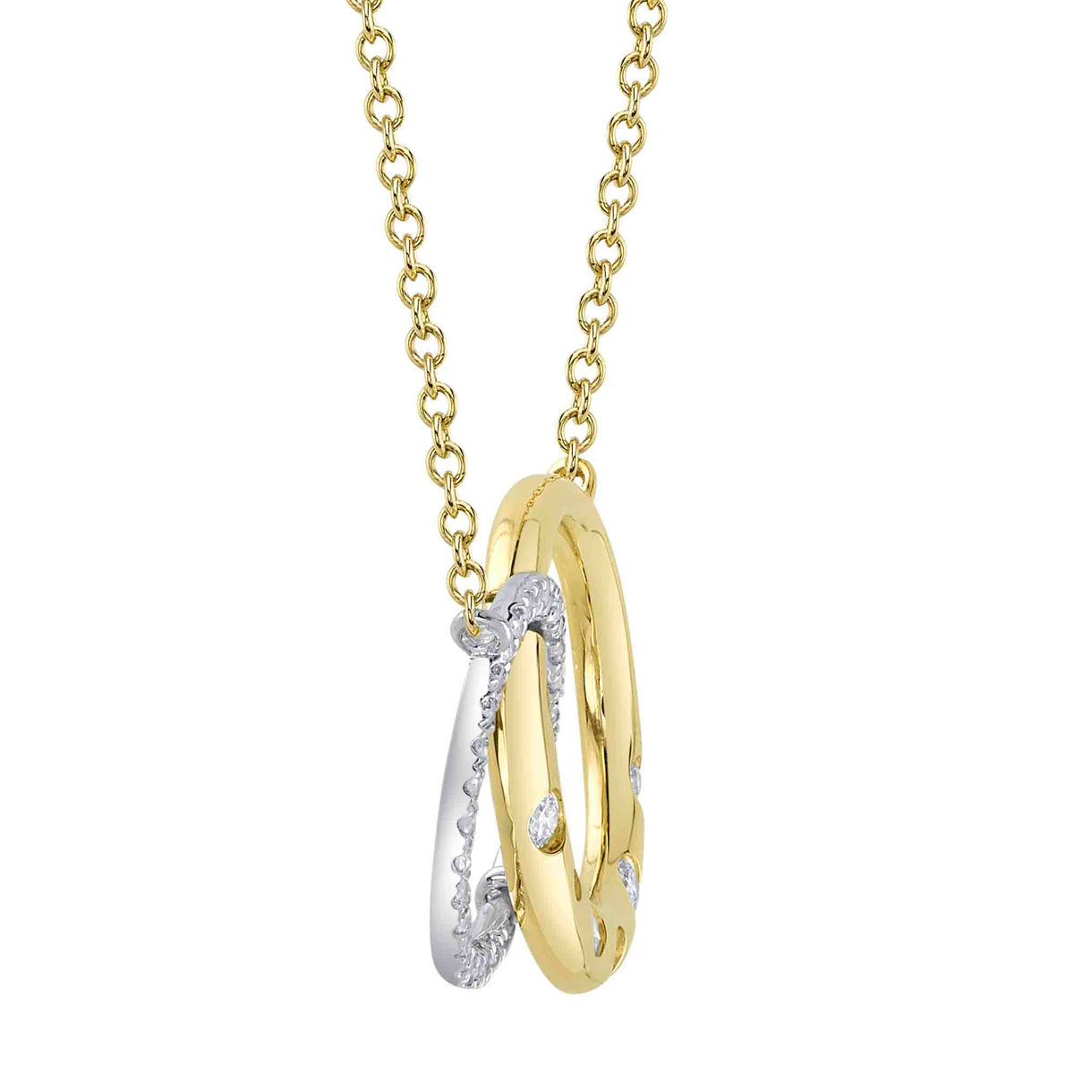 Shy Creation 14Kt Yellow Gold Interlocking & Flush Diamond Pendant