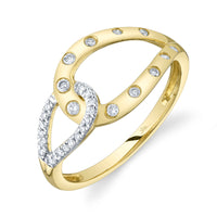 Shy Creation 14Kt Yellow Gold Interlocking & Flush Diamond Fashion Ring