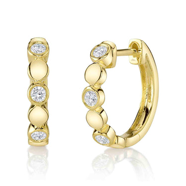 Shy Creation 14Kt Yellow Gold 0.23cttw Bezel-Set Natural Diamond Huggie Hoop Earrings