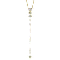 Shy Creation 14Kt Yellow Gold Diamond Halo Lariat Necklace