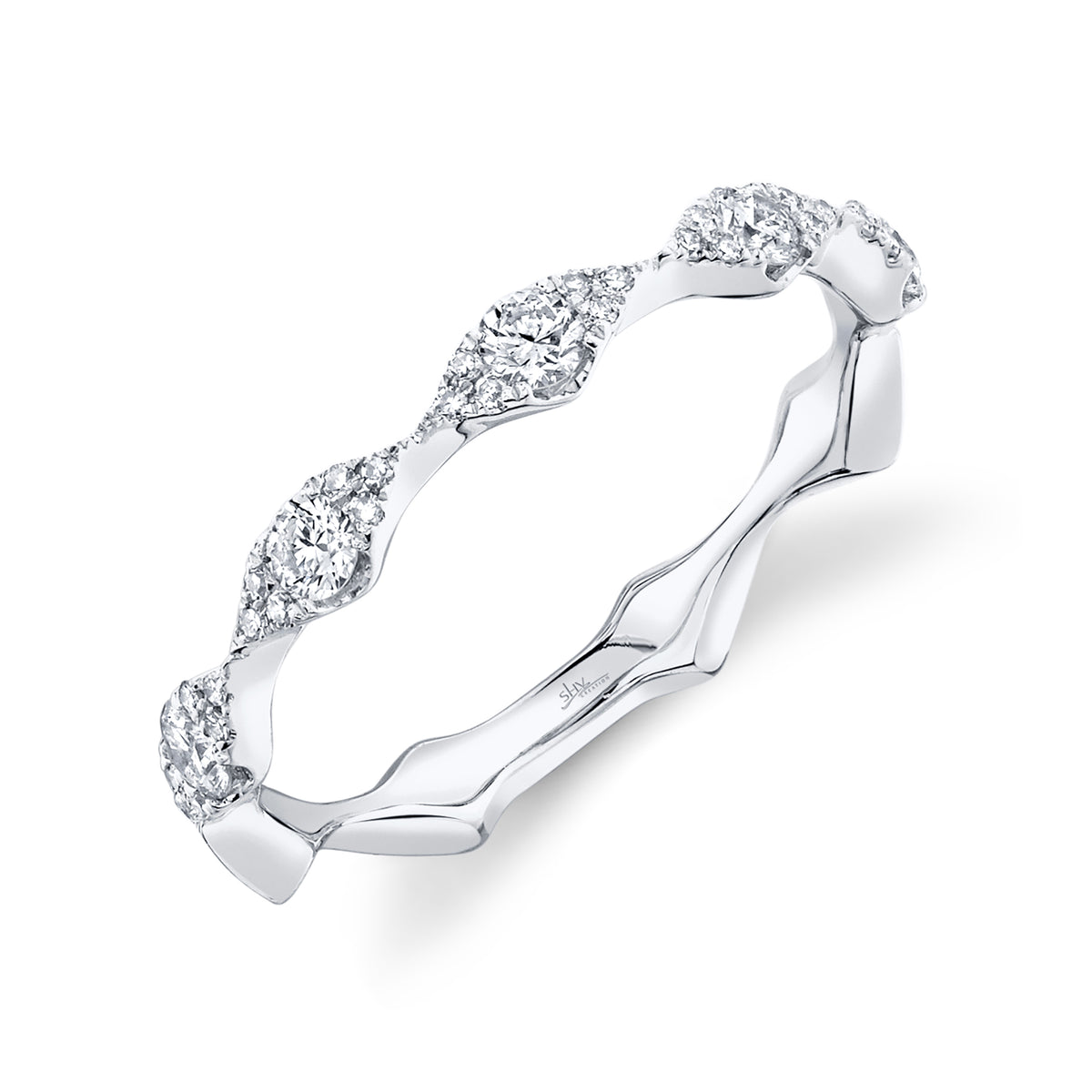 14Kt White Gold Stackable Wedding Ring With 0.38cttw Natural Diamonds