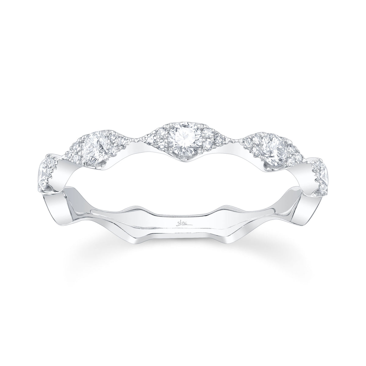 14Kt White Gold Stackable Wedding Ring With 0.38cttw Natural Diamonds