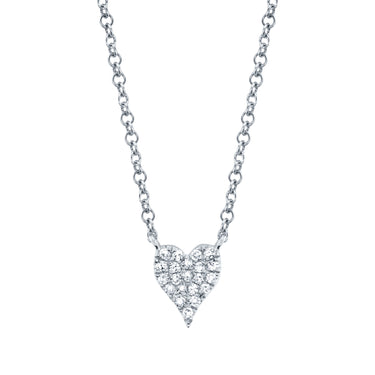 Shy Creation 14kt White Gold 0.05ctw Diamond Full Heart Necklace