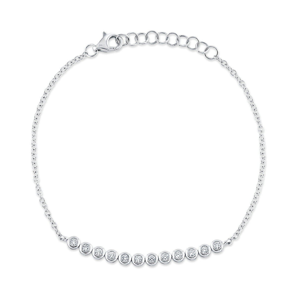 Shy Creation 14Kt White Gold Bracelet with Natural Bezel Set Diamonds