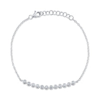Shy Creation 14Kt White Gold Bracelet with Natural Bezel Set Diamonds