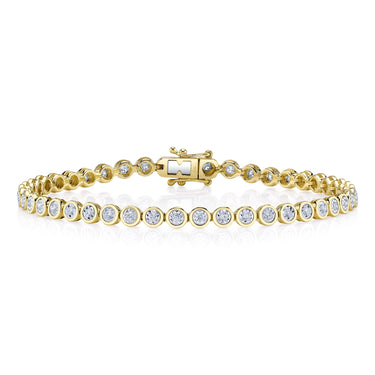 Shy Creation 14Kt Yellow Gold "Stella" Bezel Tennis Bracelet with .65cttw Natural Diamonds