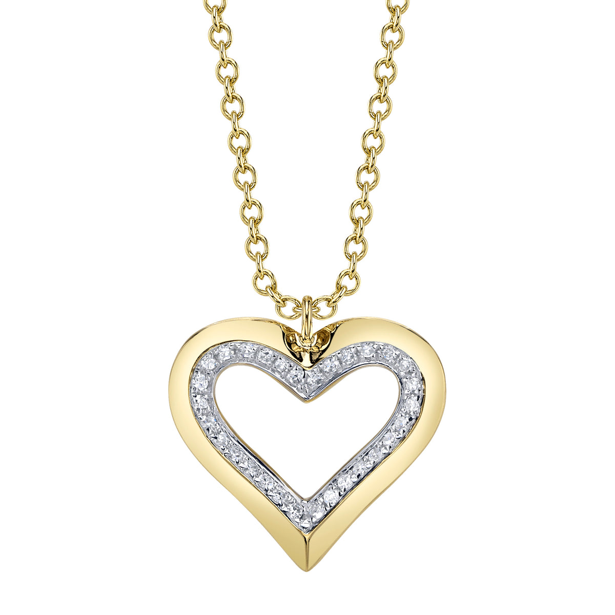 Shy Creations 14Kt Yellow & White Gold Full Heart Pendant With Natural Diamonds