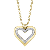 Shy Creations 14Kt Yellow & White Gold Full Heart Pendant With Natural Diamonds