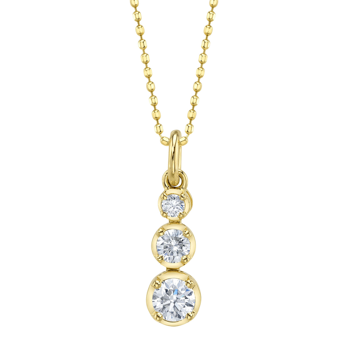 Shy Creation 14Kt Yellow Gold Crown Setting Diamond Pendant