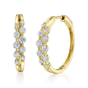 Shy Creation 14Kt Yellow Gold 1.32cttw Diamond Bubble Hoop Earrings