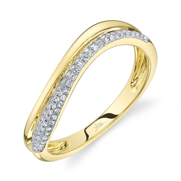 Shy Creation 14Kt Yellow Gold 0.15cttw Diamond Pave Wave Ring