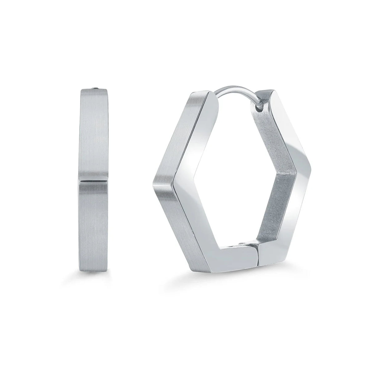18mm Stainless Steel Hexagon Hoop Earrings