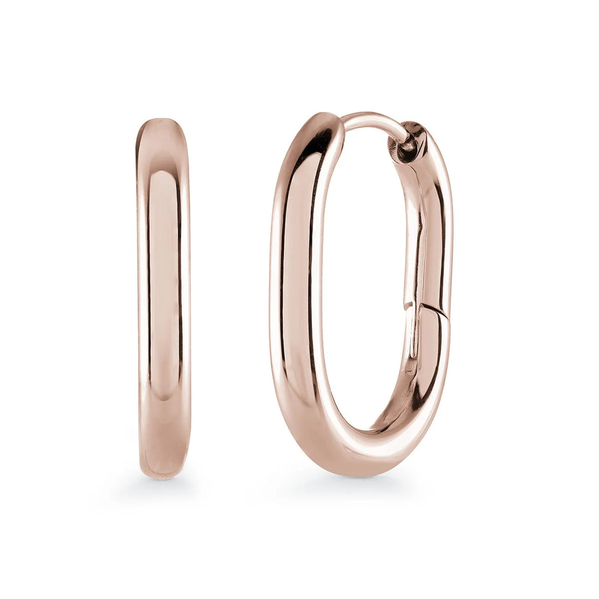 Rose IP Steel Oval Hoop Earrings