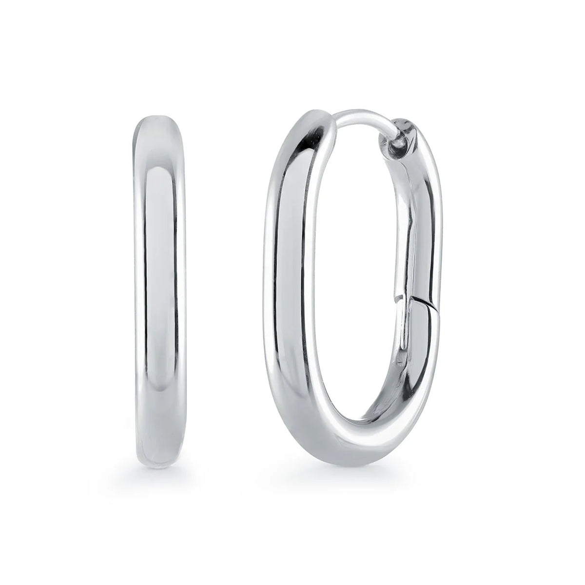 Stainless Steel Oval Hoop Earrings