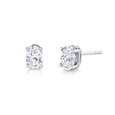 14Kt White Gold 1cttw Oval Natural Diamond Stud Earrings