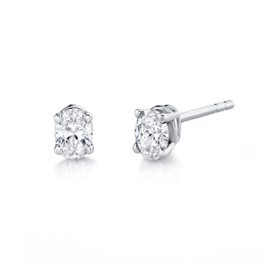 14Kt White Gold 0.25cttw Oval Natural Diamond Stud Earrings