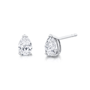 14Kt White Gold 1cttw Pear-Shape Natural Diamond Stud Earrings