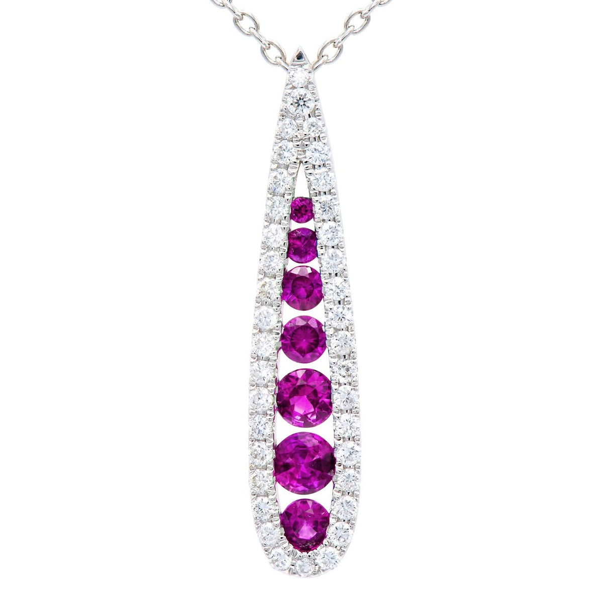 14Kt White Gold Pink Sapphire And Diamond Pendant
