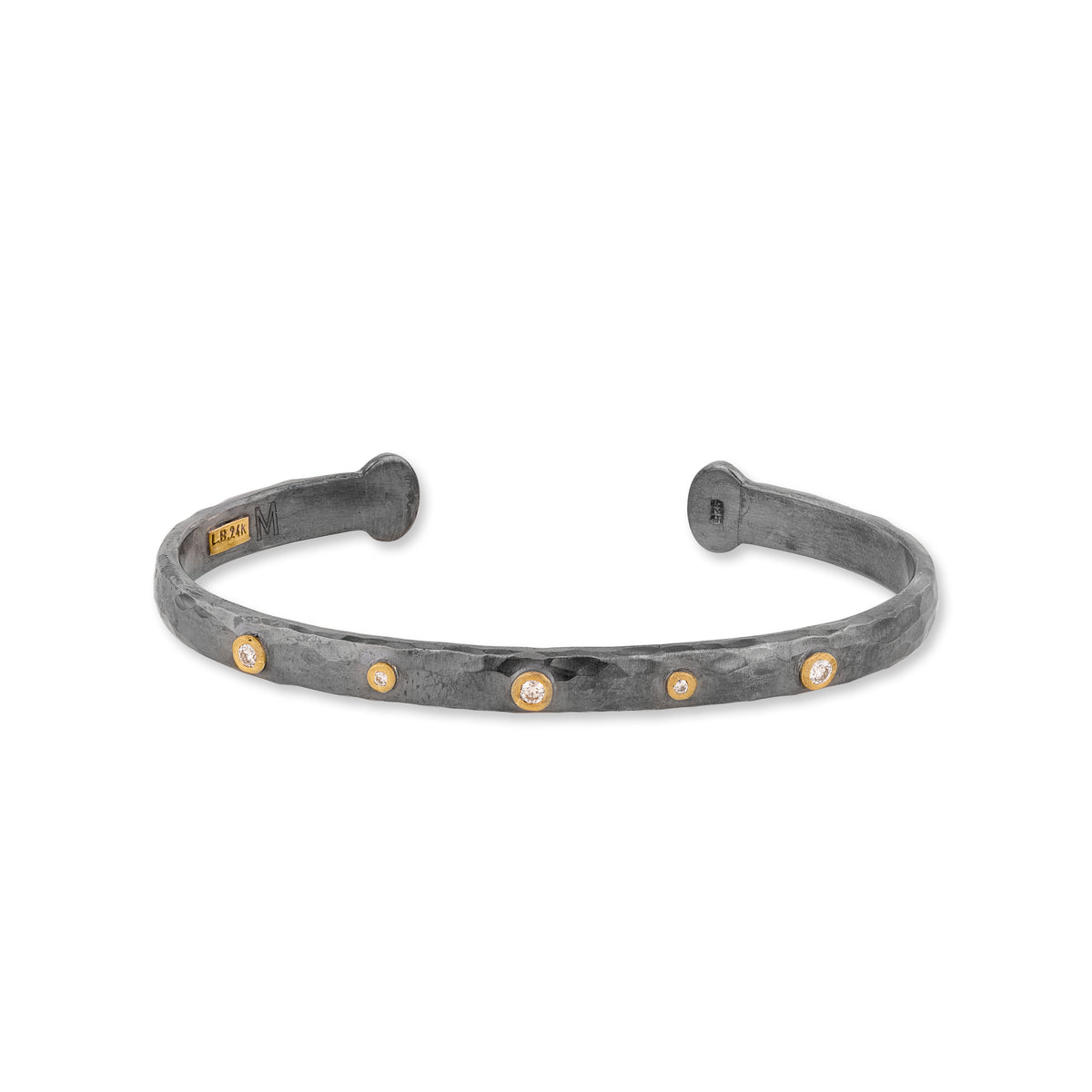 Lika Behar 24K Gold & Oxidized Sterling Silver Diamond Stockholm 5 Open Bangle Bracelet