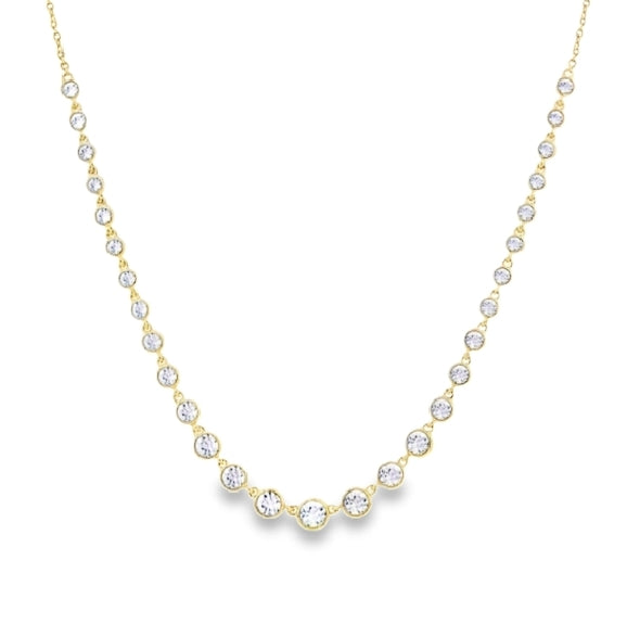 14Kt Yellow Gold Tennis Necklace with 1.28cttw Bezel Set Diamonds