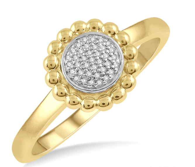 10kt Yellow Gold Round Shape Lattice Diamond Ring