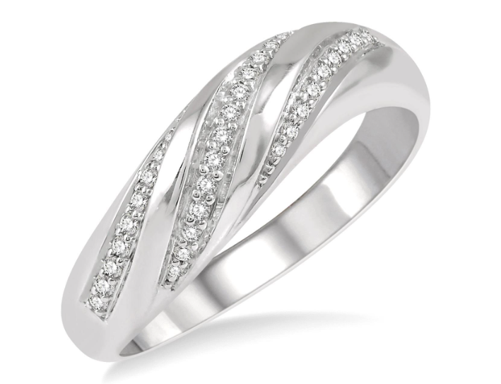 10kt White Gold Twisted Lattice Diamond Ring