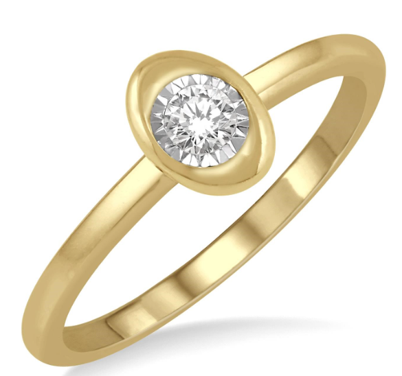 10kt Yellow Gold Bezel Set Oval-Shape Diamond Promise Ring