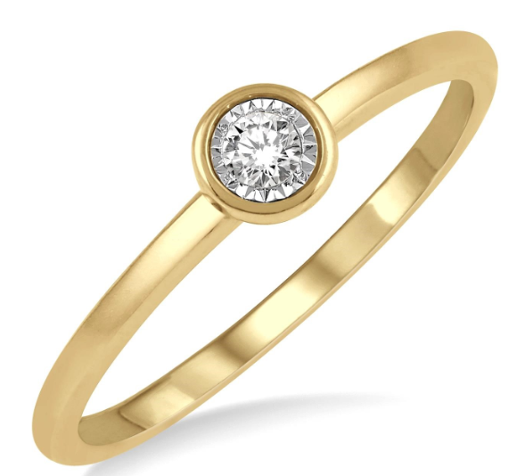 10kt Yellow Gold Bezel Set Round-Shape Diamond Promise Ring