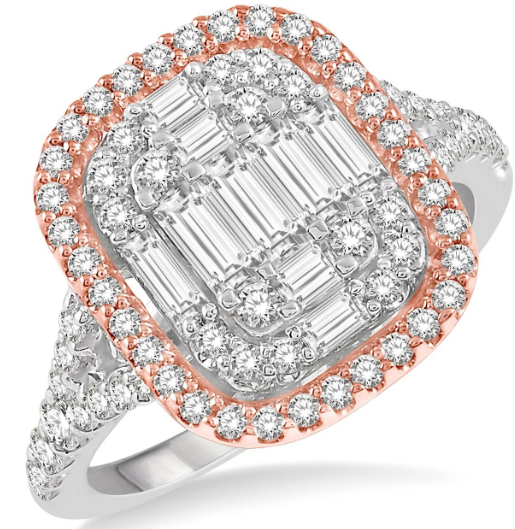 14kt White and Rose Gold Fusion Halo Diamond Engagement Ring