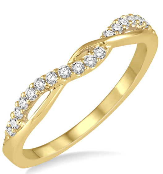 14kt Yellow Gold Twisted Anniversary Diamond Band