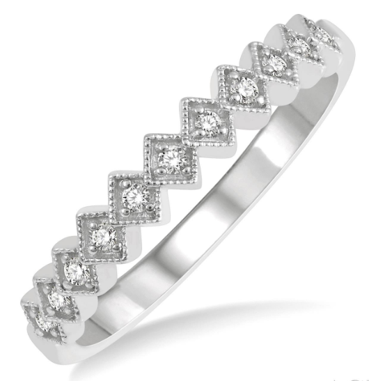 14kt White Gold Rhombus Link Diamond Anniversary Band