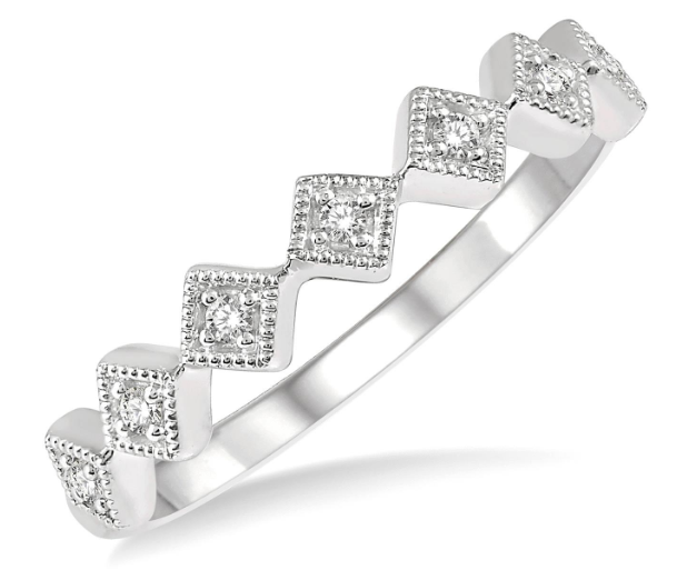 14kt White Gold Rhombus Stackable Diamond Anniversary Band