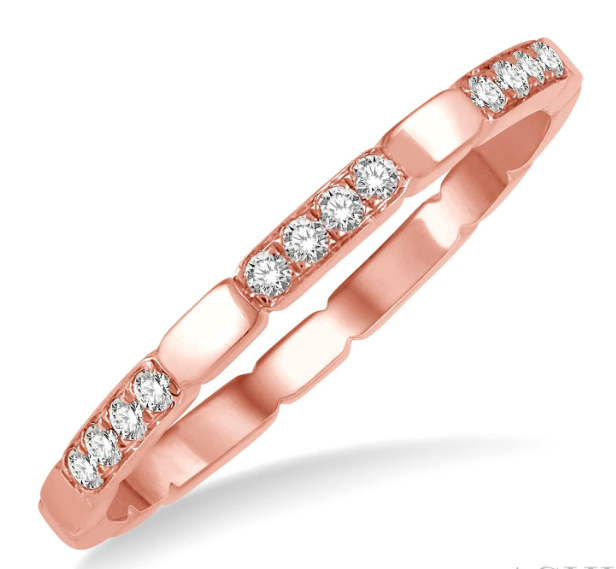 14kt Rose Gold Block Stackable Diamond Ring