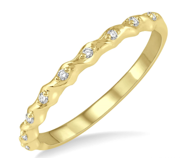 14kt Yellow Gold Spiral Shank Stackable Diamond Anniversary Band