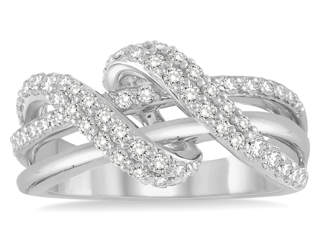 14kt White Gold Knot Fashion Diamond Ring