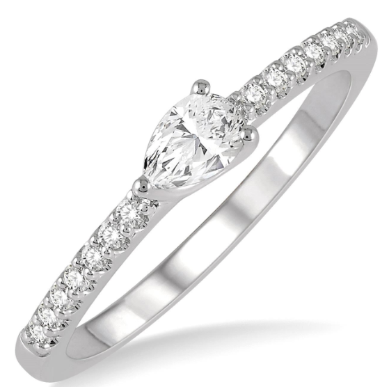 14kt White Gold East-West Diamond Pear Ring