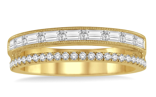 14kt Yellow Gold East-West Double Row Diamond Fashion Ring