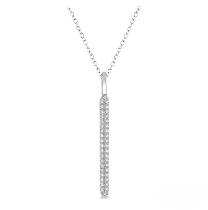 14kt White Gold Vertical Bar Diamond Pendant