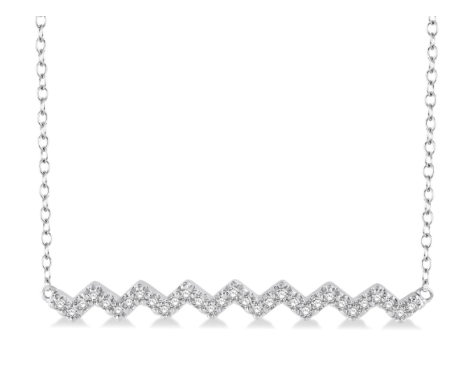 10kt White Gold Zig-Zag Diamond Fashion Pendant