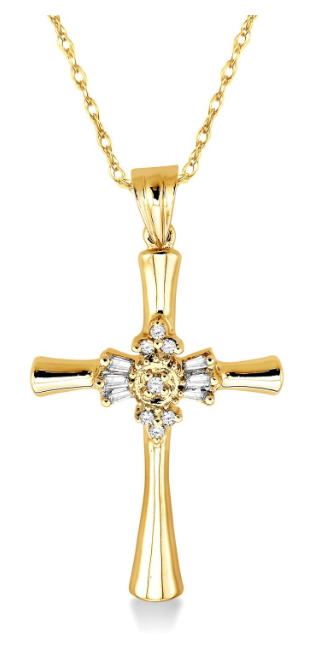 10kt Yellow Gold Cross Diamond Pendant